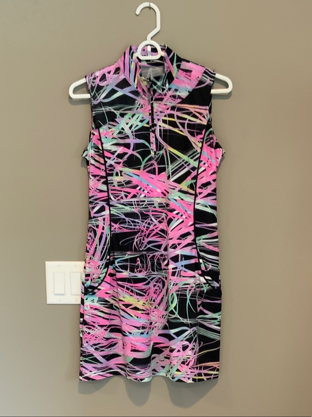 EP Pro Black Mini Dress with Neon Scribble Print
